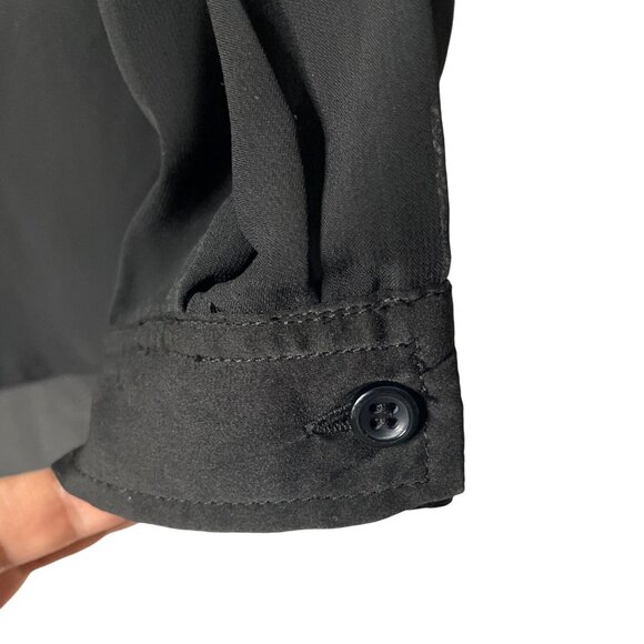 Free People Best of Both Worlds Black Sheer Long Sleeve Button-Down Blouse XS - Picture 7 of 9